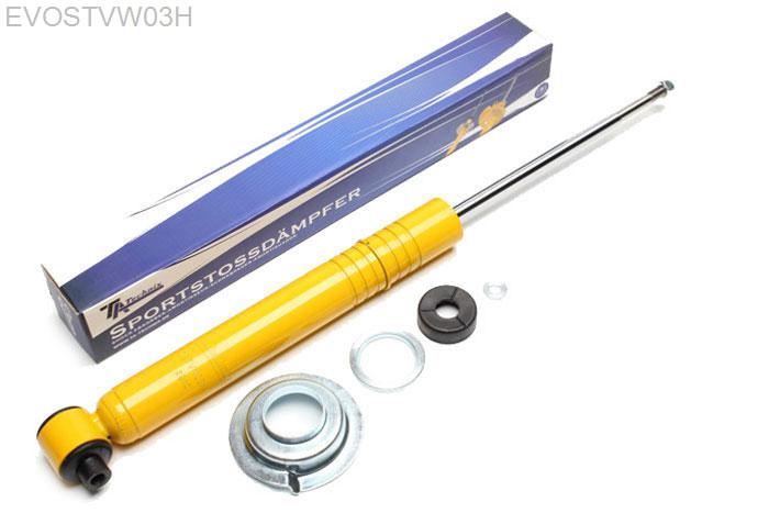 EVOSTVW03H, Sport schokdemper Achteras, VW Derby I (86), Sport shock absorber Audi 50, VW Derby, Polo I-III incl. Classic and CoupeShocks with adjustable spring-seat and technical component report (only 86C model)rear, Serienfederteller-Hohe = mittlere NuteFederteller: wird hangend montiert, mit  7-facher Nutenverstellung, Verlaging tot -40mm mogelijk, Prijs is per stuk ! , aantal ingeven bij bestellen